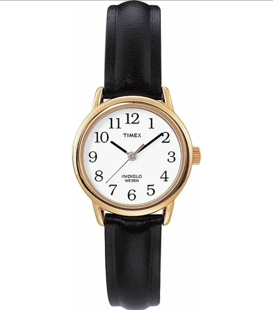 Women's Timex Easy Reader  Watch with Leather Strap- Gold/Black T2H341JT